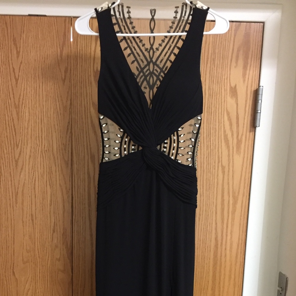 Black floor length rhinestone gown